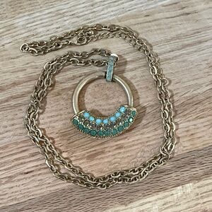 Lia Sophia Gold Tone Necklace with Teal and Turquoise Stones